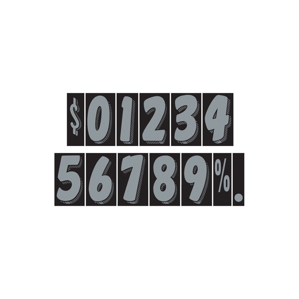 Car Dealer Depot 7 1/2" Silver & Black Adhesive Windshield Numbers 206-$ - main